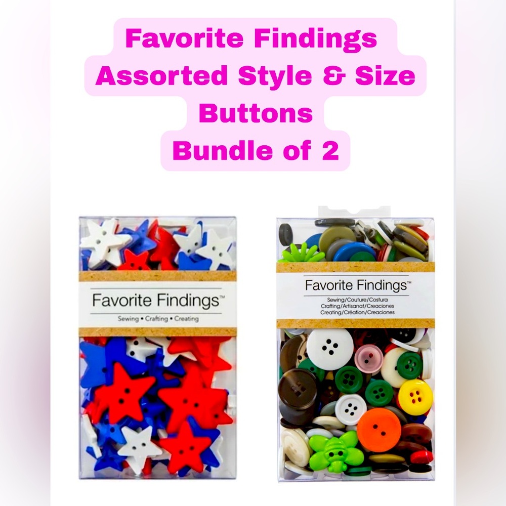 Favorite Findings Assorted Style & Size Sew Thru Buttons - Bundle of 2